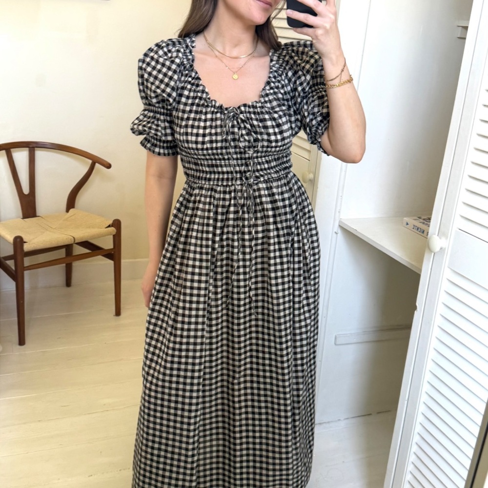 Gingham Puff Sleeve Dress Doen Ischia - Picture 2 of 3